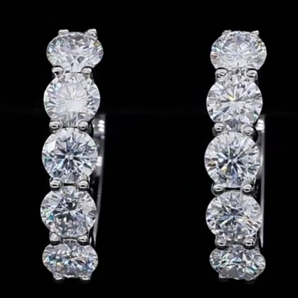 1ct. t.w. Moissanite Diamond 3mm Hoop Earrings NEW - Picture 2 of 10